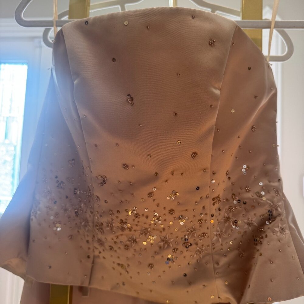Tan 2 Piece Dress - Prom or Bridesmaid Dress Size 4